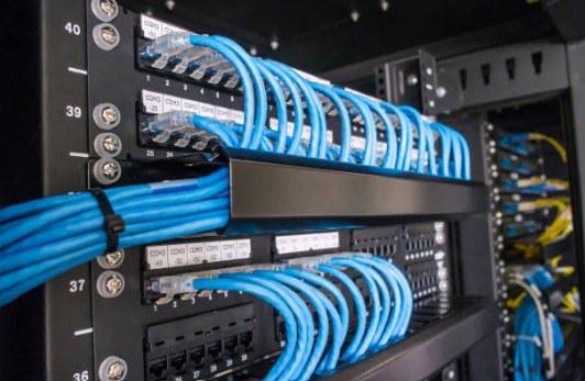 rack cable with ethernet cables connected